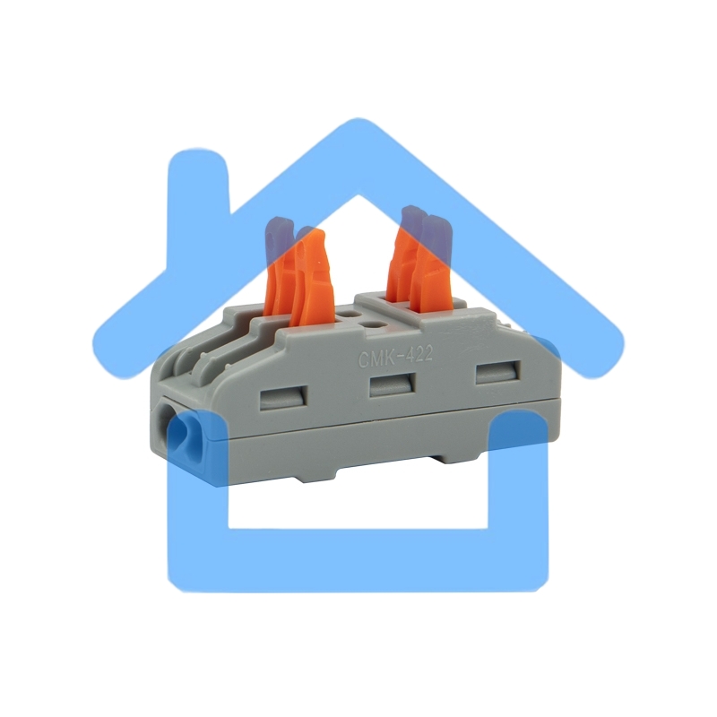 Клемма СМК 222-422 проходная 2 полюса (0,08-4 мм²), серая (5 шт./уп.) Rexant