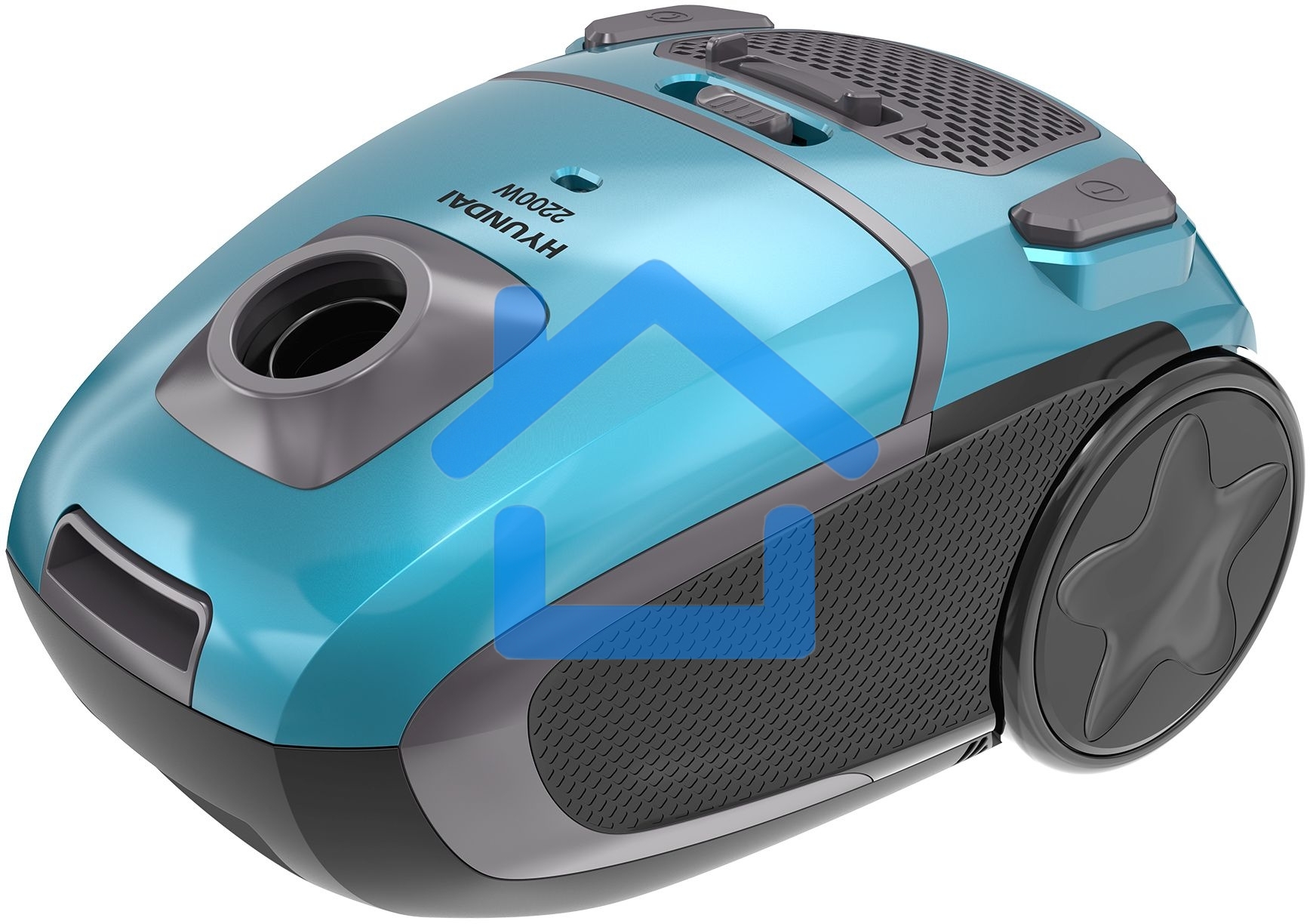 Пылесос Hyundai HYV-B4990 бирюзовый/черный, 400/2220 Вт, уборка сухая, пылесборник мешок, 2.5 л (в компл.:1мешок)
