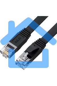 Патч-корд GCR PROF плоский прямой 2.0m, UTP медь кат.6, черный, 30 AWG, ethernet high speed 10 Gbит/с, RJ45, T568B, GCR-52861