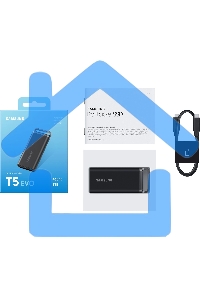 Внешний SSD Samsung T5 EVO, 2TB, USB 3.2 Gen 1 Type-C, R/W 460/460, черный