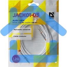 Кабель аудио Defender 3.5мм 1.2M Jack M- Jack M белый