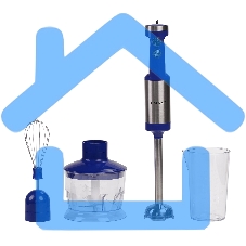 Блендер погружной Galaxy Line GL 2129, синий с серебристым, 900 Вт, 2 скорости и режим 