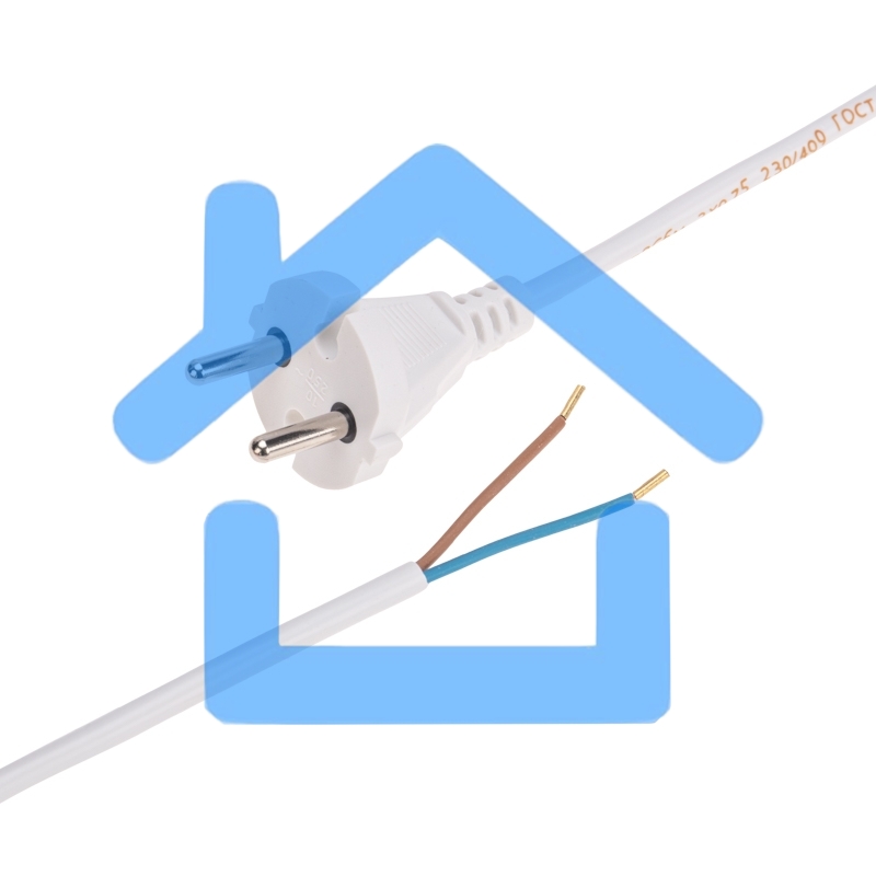 Шнур электрический с вилкой ПВС 2х0,75 мм2 3м (белый) Rexant