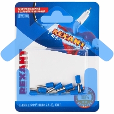 Наконечник штыревой втулочный Rexant изолированный, F-8 мм, 2.5 мм², НШВи 2.5-8 / Е 2,5-8 / E2508, синий, в упак. 10 шт.