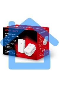 Комплект гигабитных адаптеров Mercusys AV1000 Gigabit Powerline Kit, HomePlug AV2 standard, 1 Gigabit port, 300m over electrical circuits, plug and play.