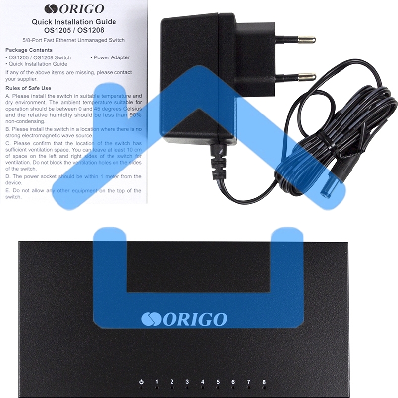 Неуправляемый 8-портовый коммутатор ORIGO OS1208/A1A 10/100 Мбит/с