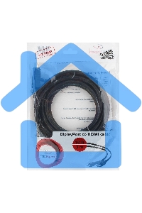 Кабель DisplayPort-HDMI Gembird/Cablexpert 3м, 20M/19M, черный, экран, пакет(CC-DP-HDMI-3M)