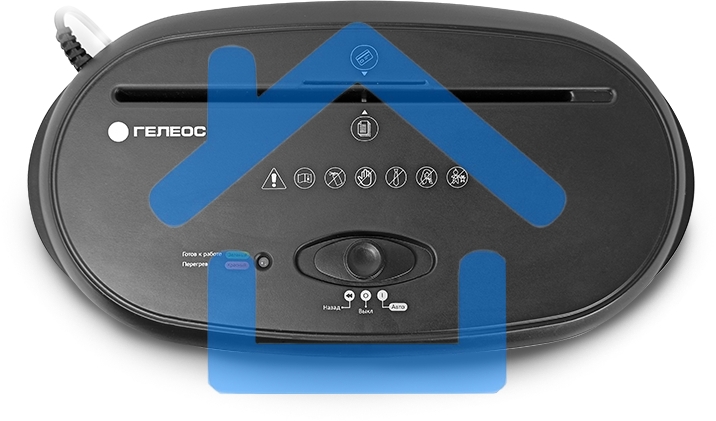 Уничтожитель документов ГЕЛЕОС УМ24-4, DIN P-4 (4 ур-нь секр.), фрагмент 3,9х38мм, 17 лист (70г/м2), CD/пл.карты/скрепки/скобы, 24 литра