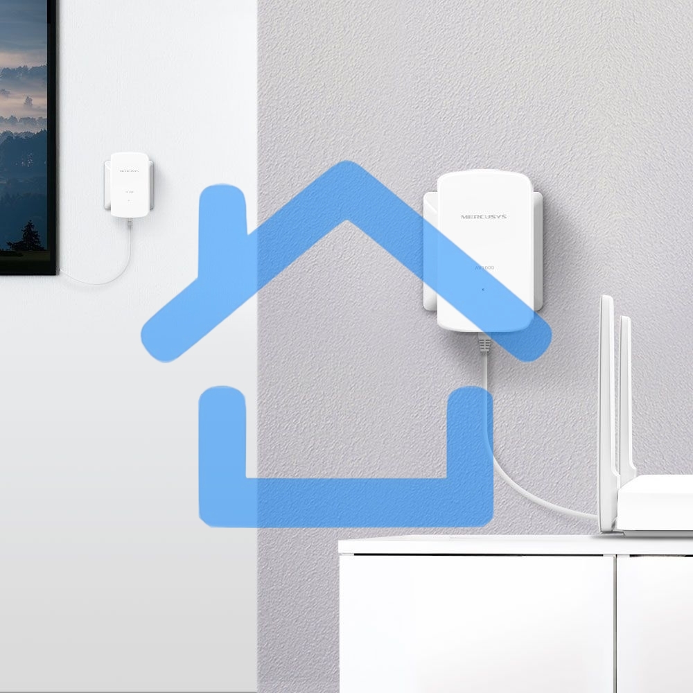 Комплект гигабитных адаптеров Mercusys AV1000 Gigabit Powerline Kit, HomePlug AV2 standard, 1 Gigabit port, 300m over electrical circuits, plug and play.