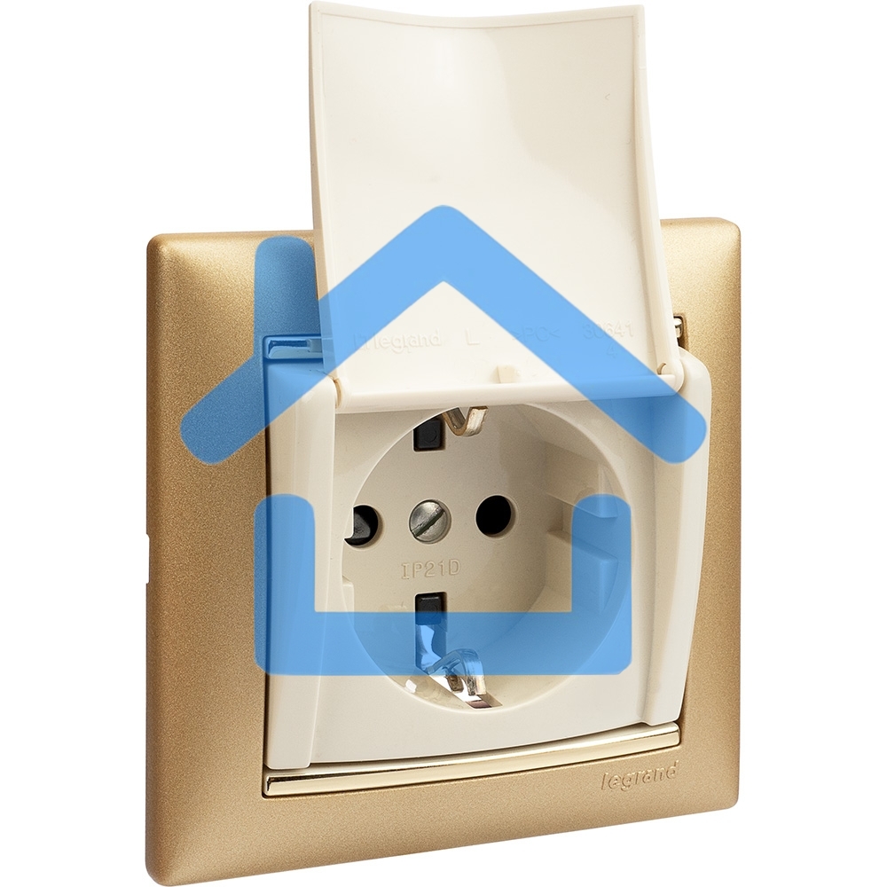 Механизм розетки 1-м СП Valena с защ. крышкой защ. шторки с заземл. сл. кость Leg 774322