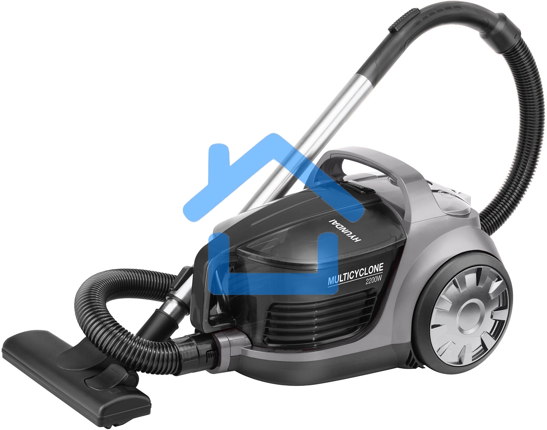 Пылесос Hyundai HYV-C2650 черный/серебристый, 380/2200 Вт, уборка сухая, пылесборник контейнер 3.5 л