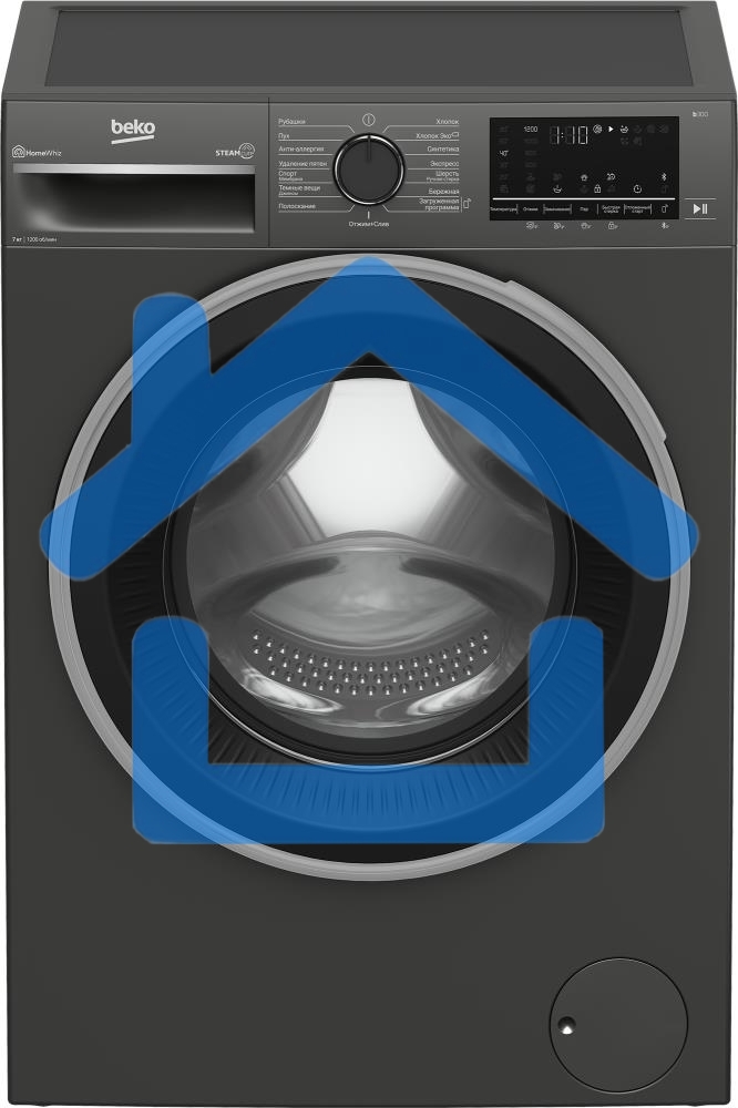 Стиральная машина Beko B3WFR572AB темно-серый, загрузка фронтальная 7 кг, 1200 об/мин., класс: А