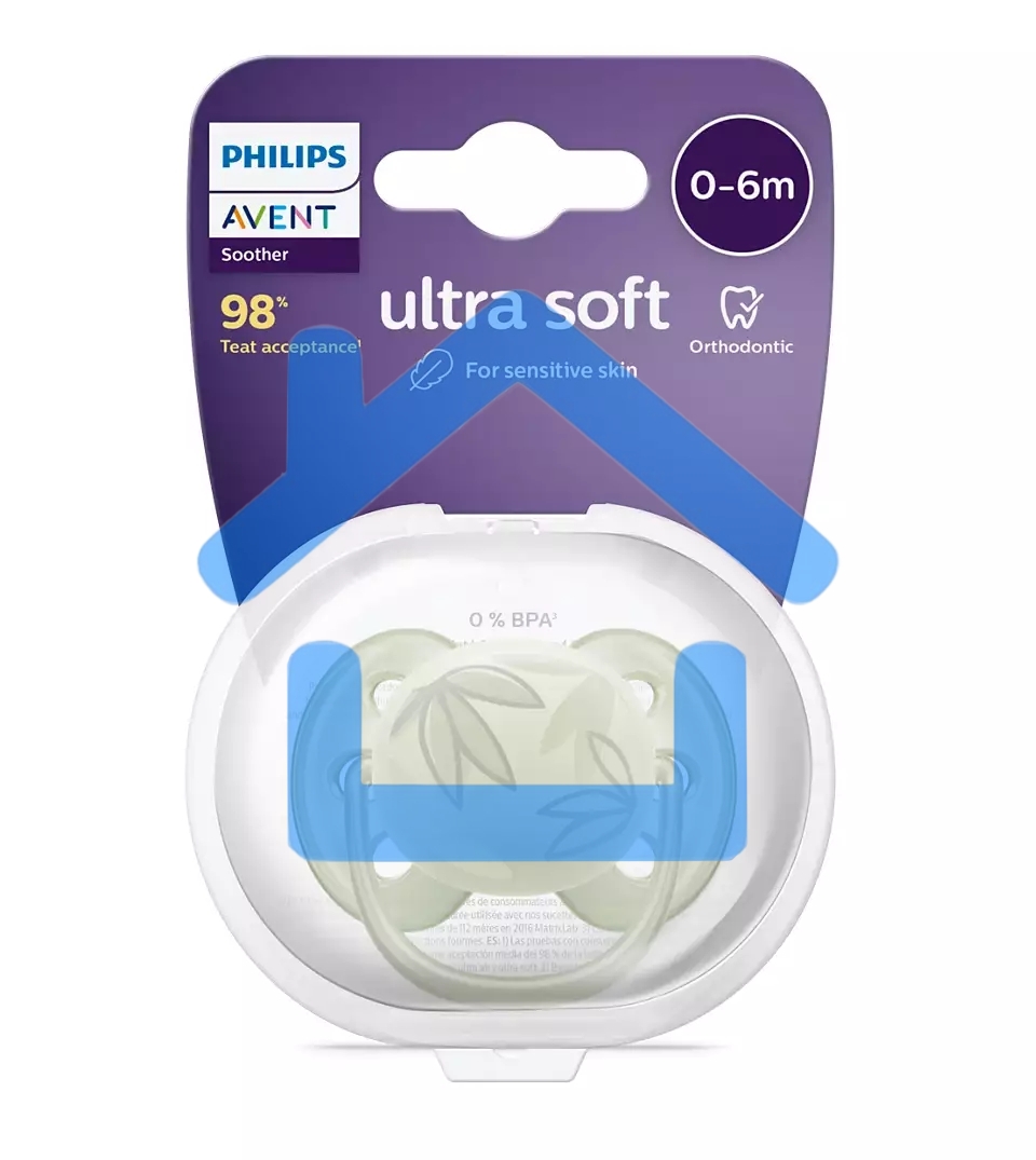 Пустышка Philips Avent ultra soft, листочки, 0-6 мес., 1 шт.