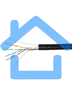 Кабель SkyNet Premium FTP outdoor 4x2x0,51 на тросу, медный, FLUKE TEST, кат.5e, однож., 305 м, на катушке, черный