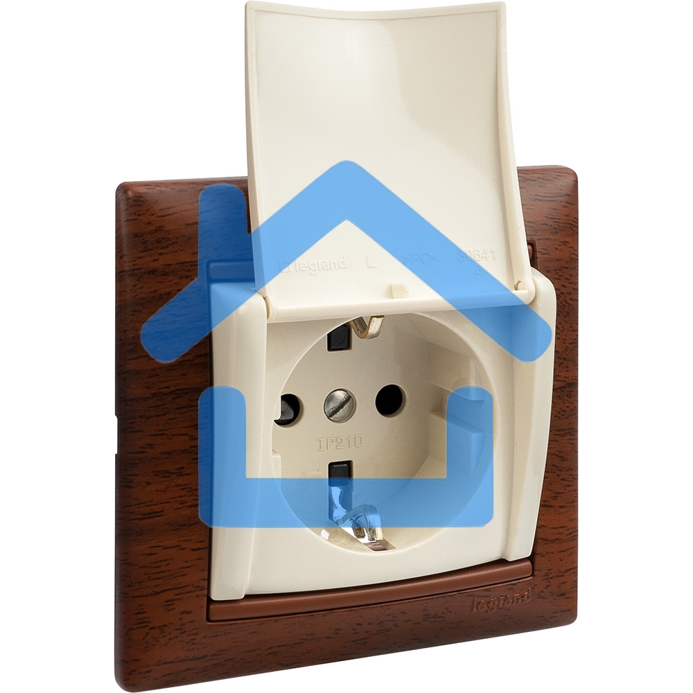 Механизм розетки 1-м СП Valena с защ. крышкой защ. шторки с заземл. сл. кость Leg 774322