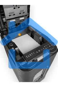 Шредер Heleos АП55-4 черный с автоподачей (секр.P-4) фрагменты 400лист. 55лтр. скрепки скобы пл.карты