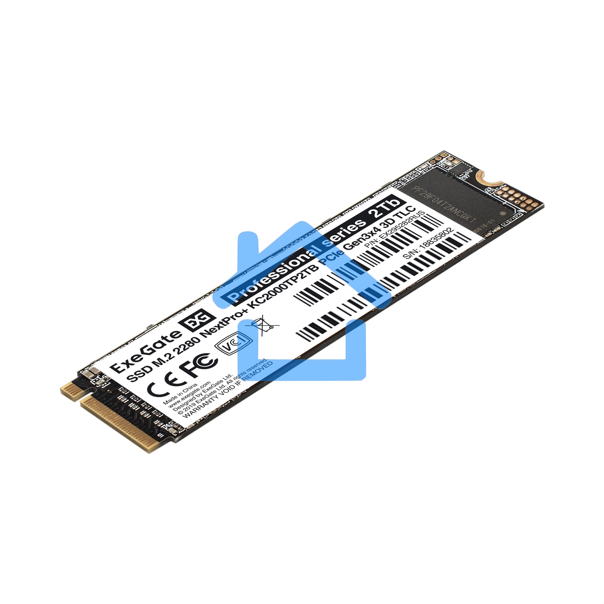 Накопитель SSD ExeGate, 2Tb, PCIe 3.0 x4, M.2 2280, NVMe, R/W 2000/1600