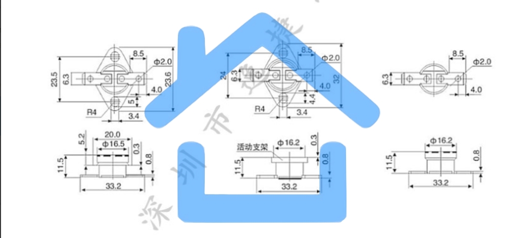 Термостат биметаллический KSD301 10А/135 С нормально разомкнутый
