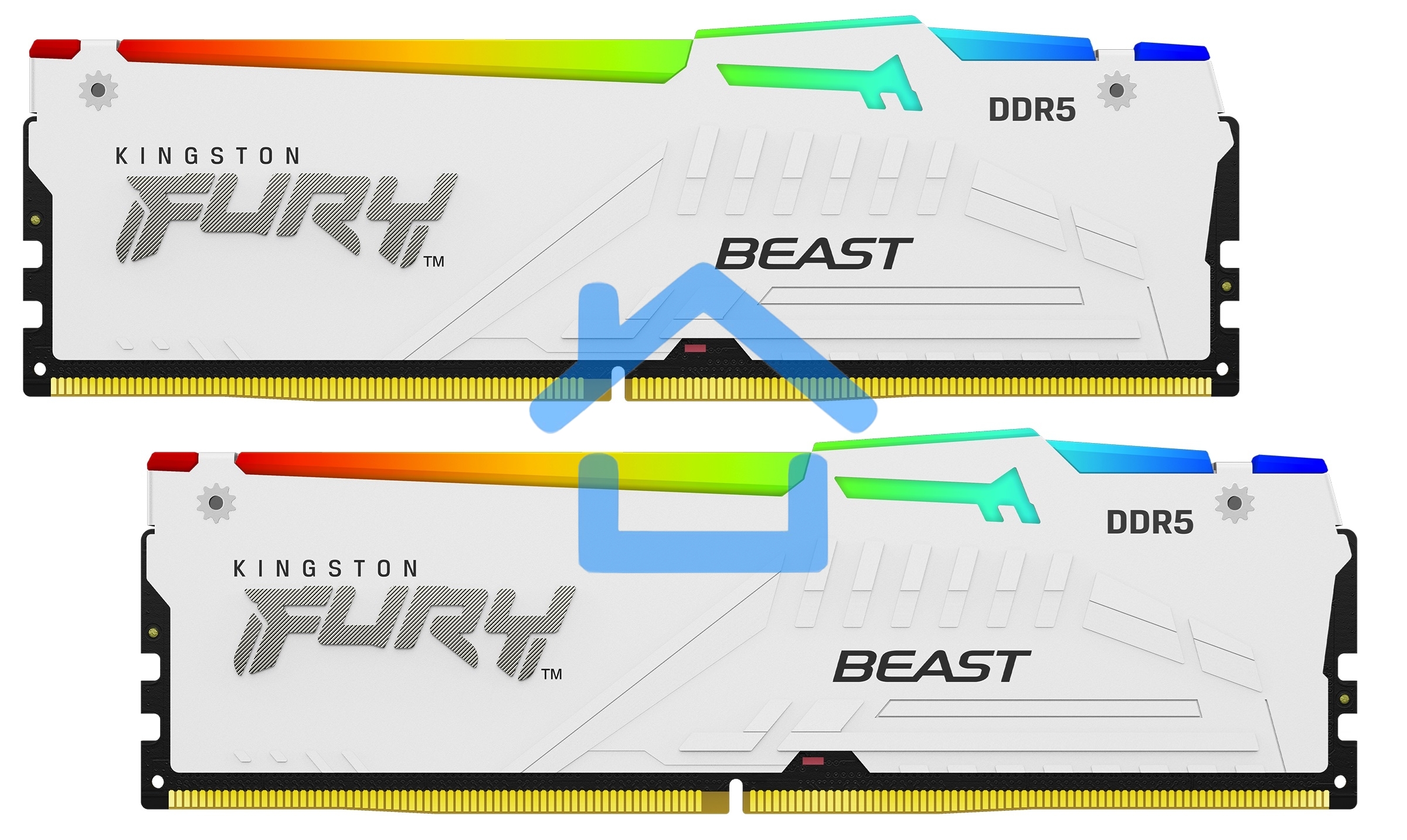 Оперативная память Kingston Fury Beast, DDR5, 64Gb (2x32GB), 5600MHz, CL36, DIMM, радиатор, RGB, белый