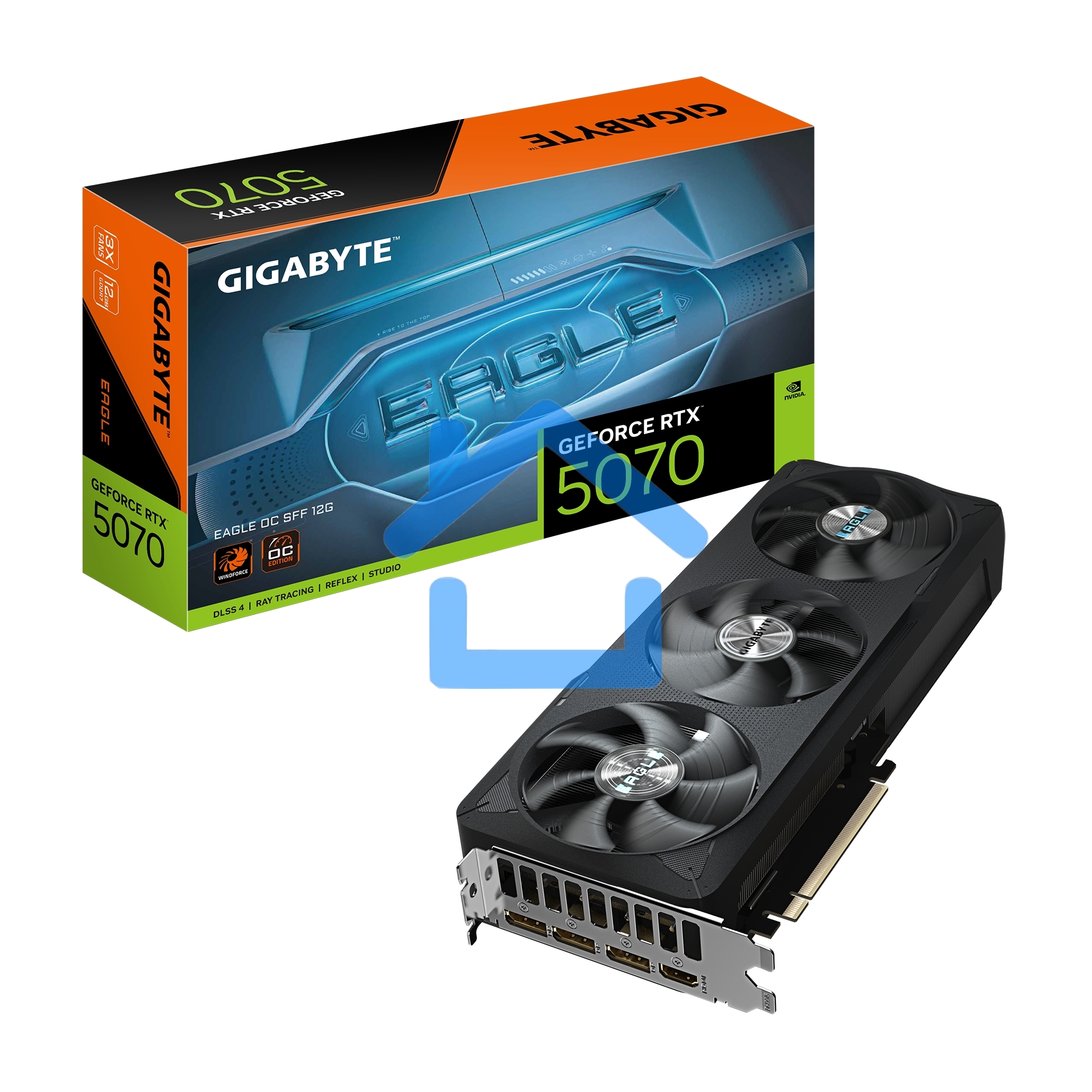 Видеокарта Gigabyte PCI-E GV-N5070EAGLE OC-12GD 1.0 NVIDIA GeForce RTX 5070 12Gb 192bit GDDR7 2805/28000 HDMIx1 DPx3 HDCP Ret