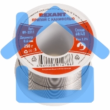 Припой с канифолью Rexant 250 гр. 0.6 мм /Sn60 Pb40 Flux 2.2%/ 09-3311