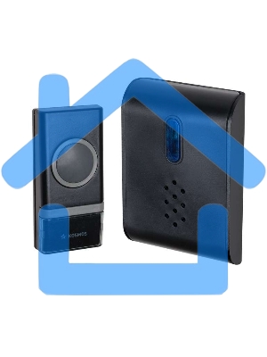 Звонок беспроводной полиф. 26 мелодий 150м 1 кноп. IP44 черный Космос KOC_AG400