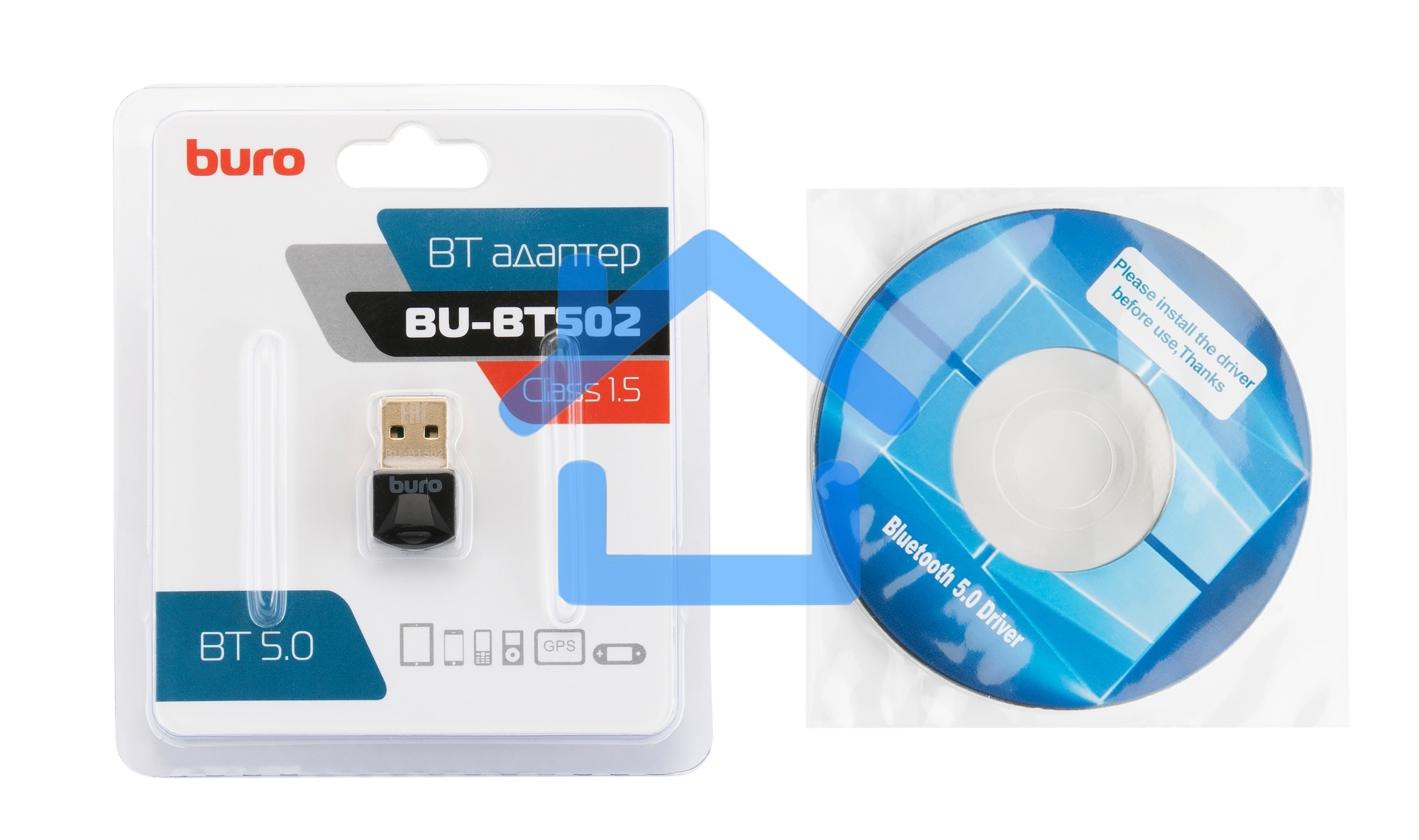 Адаптер USB Buro BU-BT502 Bluetooth 5.0+EDR class 1.5 20м черный
