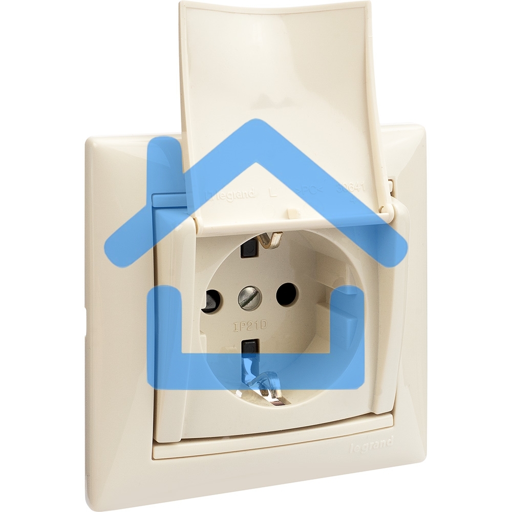 Механизм розетки 1-м СП Valena с защ. крышкой защ. шторки с заземл. сл. кость Leg 774322