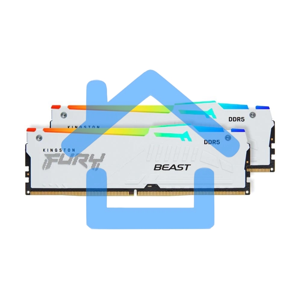 Оперативная память Kingston Fury Beast, DDR5, 64Gb (2x32GB), 5600MHz, CL36, DIMM, радиатор, RGB, белый