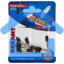 Наконечник штыревой втулочный Rexant изолированный, F-8 мм, 1.5 мм², НШВи 1.5-8 / Е 1,5-8 / E1508, черный, в упак. 10 шт.