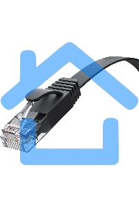 Патч-корд GCR PROF плоский прямой 2.0m, UTP медь кат.6, черный, 30 AWG, ethernet high speed 10 Gbит/с, RJ45, T568B, GCR-52861