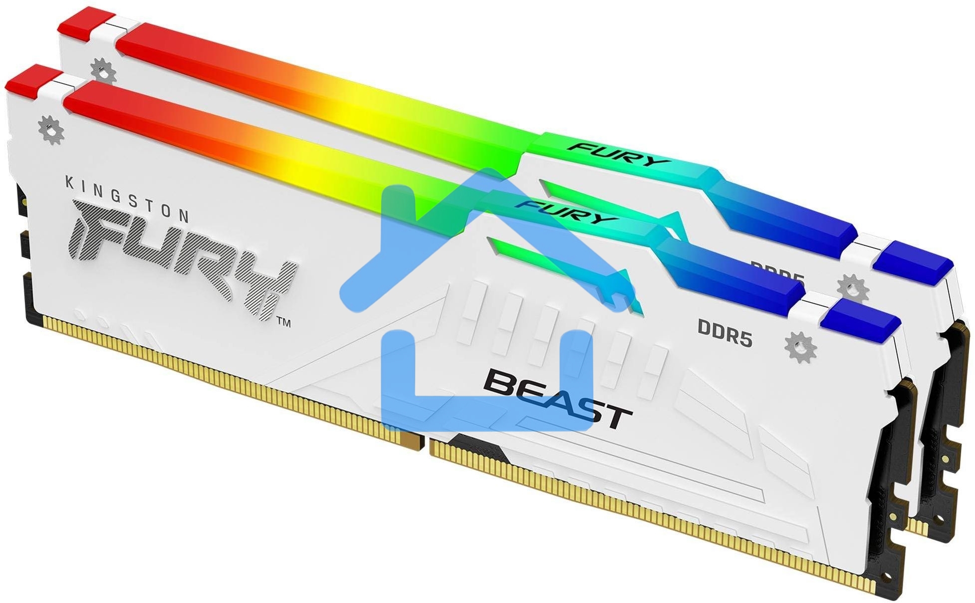 Оперативная память Kingston Fury Beast, DDR5, 64Gb (2x32GB), 5600MHz, CL36, DIMM, радиатор, RGB, белый