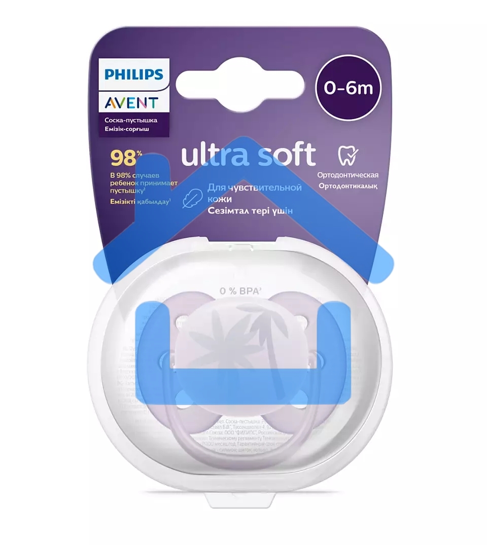 Пустышка Philips Avent ultra soft, пальмы, 0-6 мес., 1 шт.
