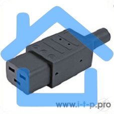 Разъемы для силового кабеля Hyperline CON-IEC320C19 Разъем IEC 60320 C19 220В 16A на кабель, контакты на винтах (плоские контакты внутри разъема), прямой