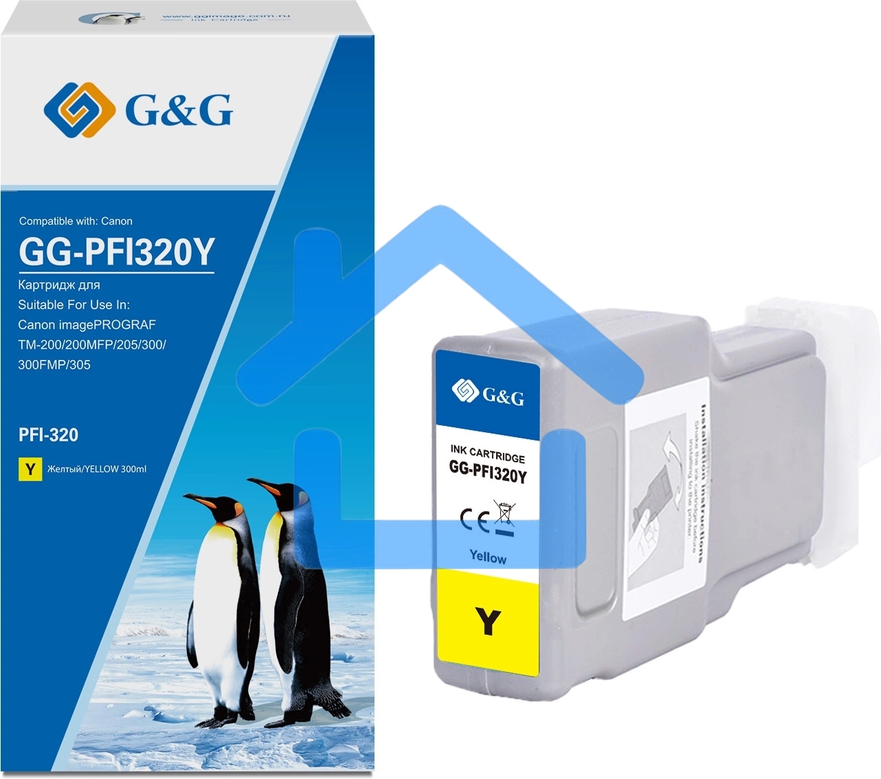 Картридж струйный G&G GG-PFI320Y (PFI-320Y) желтый (300 мл) для Canon imagePROGRAF TM-200/200MFP/205/300/300MFP/305