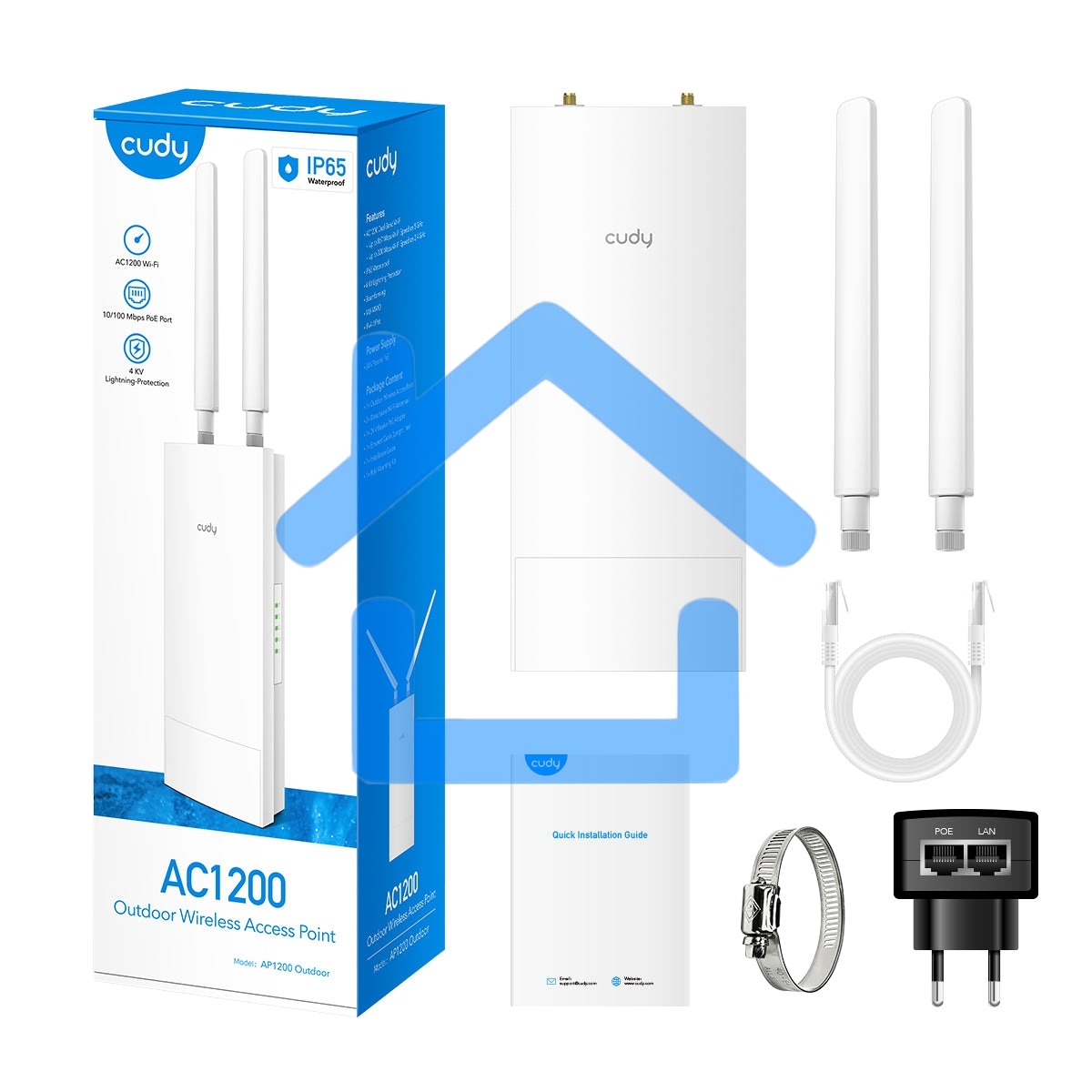 Повторитель беспроводного сигнала Cudy AP1200 Outdoor AC1200 Wi-Fi белый