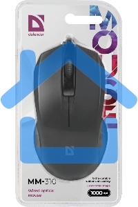 Мышь проводная Defender MM-310 черный, 1000 dpi, USB, кнопки - 3