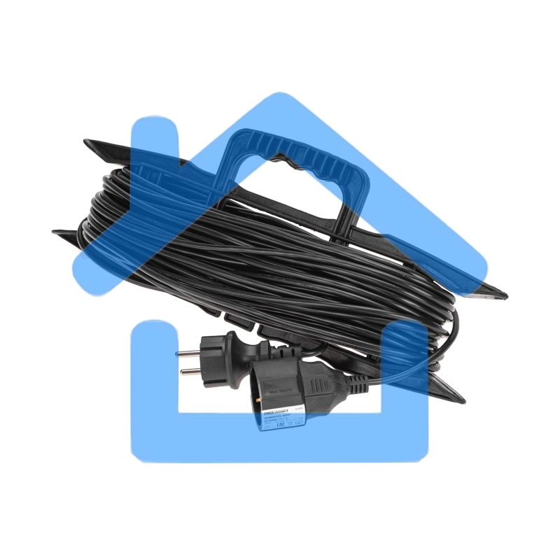 Удлинитель-шнур PROconnect на рамке ПВС 3х0,75мм², 30м, с/з, 6А, 1300Вт, IP20, черный