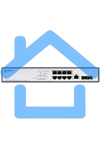 Коммутатор Managed L2 Switch 8x1000Base-T PoE, 2x1000Base-X SFP, PoE Budget 135W, RJ45 Console, 19