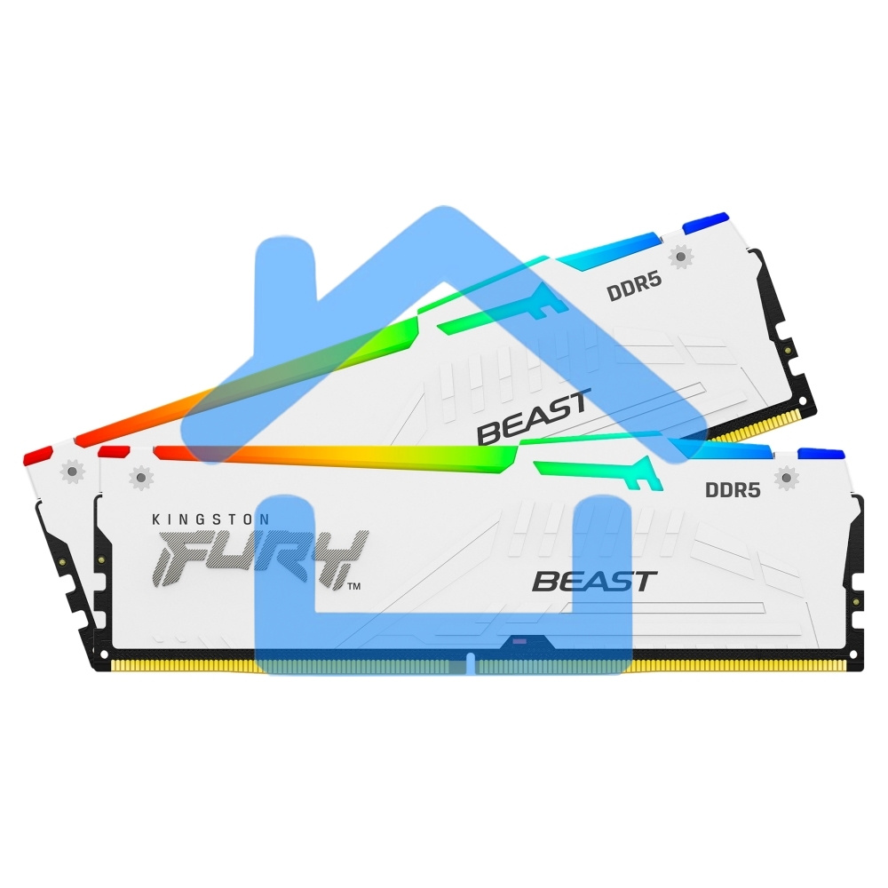 Оперативная память Kingston Fury Beast, DDR5, 64Gb (2x32GB), 5600MHz, CL36, DIMM, радиатор, RGB, белый