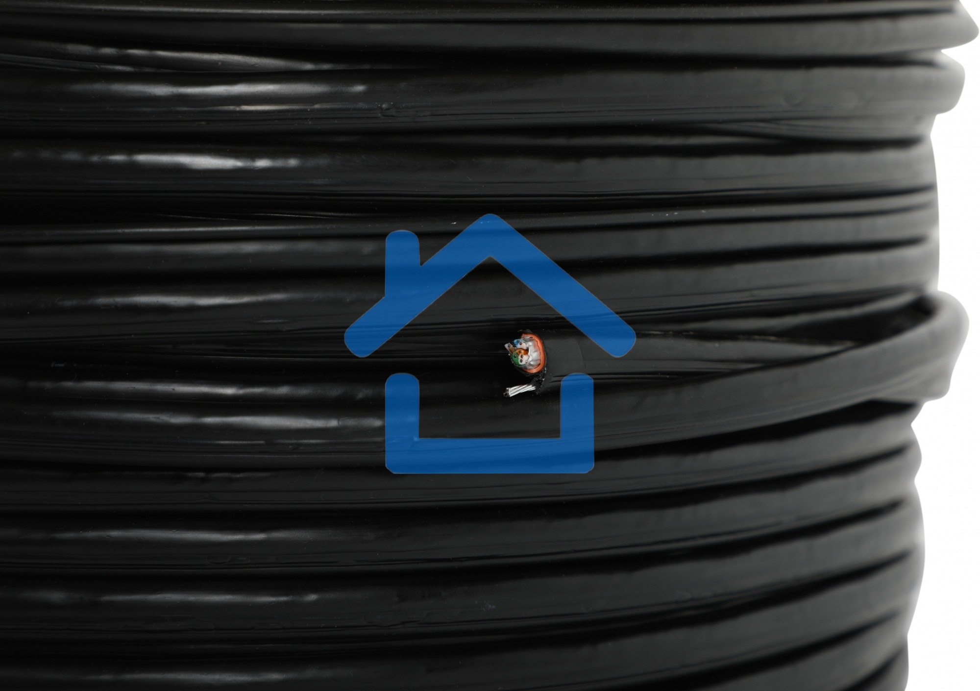 Кабель сетевой Ningbo FTP 4 пары cat5E solid 0.5мм Cu molded 305м серый outdoor стальной трос