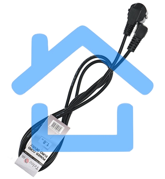 Кабель компьютер - розетка угловой 220V <1.8м> (Европейский стандарт) <TP021DA-1.8-BK>