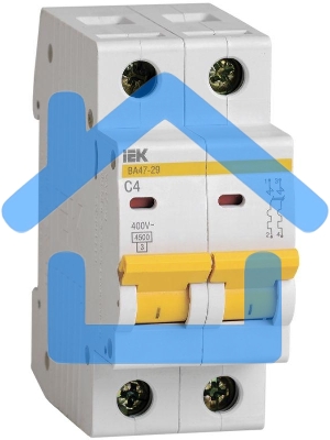 Выключатель автоматический модульный 2п C 4А 4.5кА ВА47-29 ИЭК MVA20-2-004-C
