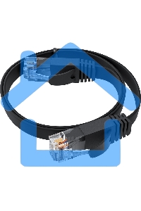 Патч-корд GCR PROF плоский прямой 2.0m, UTP медь кат.6, черный, 30 AWG, ethernet high speed 10 Gbит/с, RJ45, T568B, GCR-52861