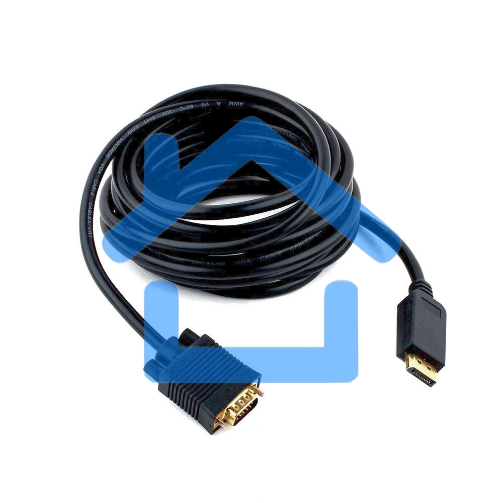 Кабель DisplayPort->VGA Cablexpert CCP-DPM-VGAM-5M, 5м, 20M/15M, черный, экран, пакет
