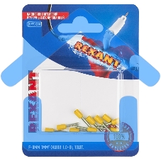 Наконечник штыревой втулочный Rexant изолированный, F-8 мм, 1 мм², НШВи 1.0-8 / Е 1,0-8 / E1008, желтый, в упак. 10 шт.