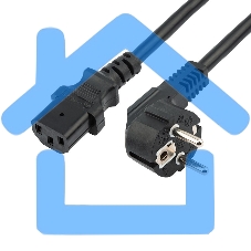 Шнур сетевой, евровилка угловая - евроразъем С13, кабель 3x0,75 мм², длина 3 метра (PVC пакет) Rexant