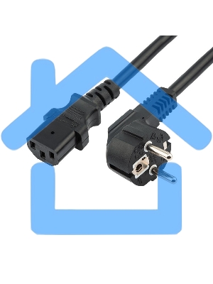 Шнур сетевой, евровилка угловая - евроразъем С13, кабель 3x0,75 мм², длина 3 метра (PVC пакет) Rexant