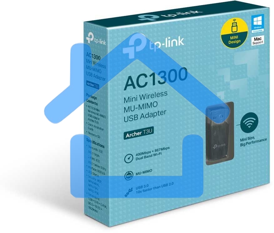Адаптер TP-LINK Archer T3U AC1300 Мини Wi-Fi MU-MIMO USB-адаптер