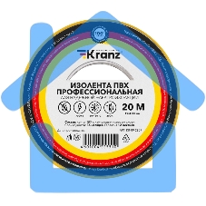 Изолента ПВХ KRANZ профессиональная, 0.18х19 мм, 20 м, желто-зеленая (10 шт./уп.)